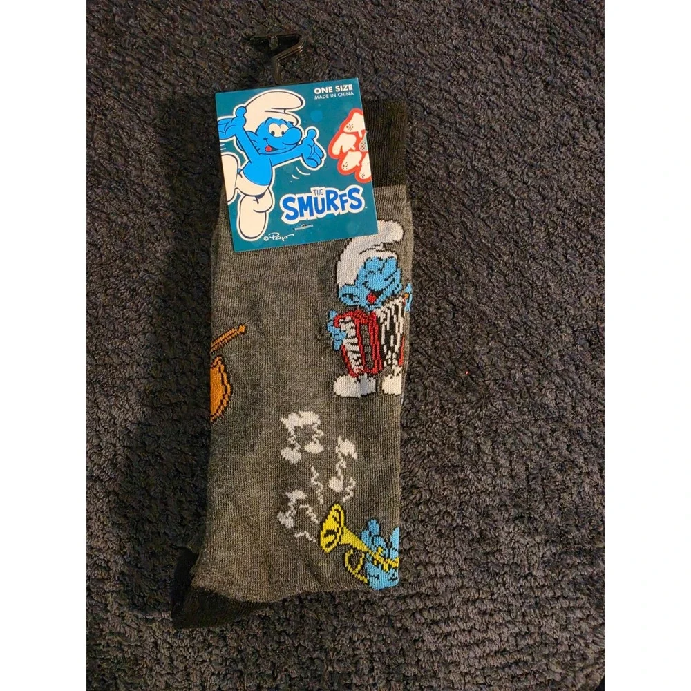 Smurfs Socks One Size Adult Crew Socks Novelty Cartoon‎ Socks NWT